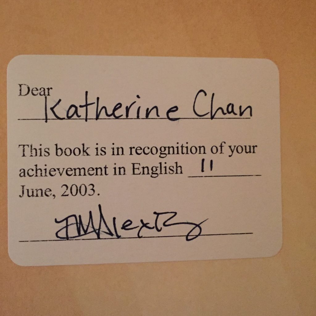 Katharine Chan English 11 award 2003