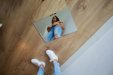 woman reflection body image